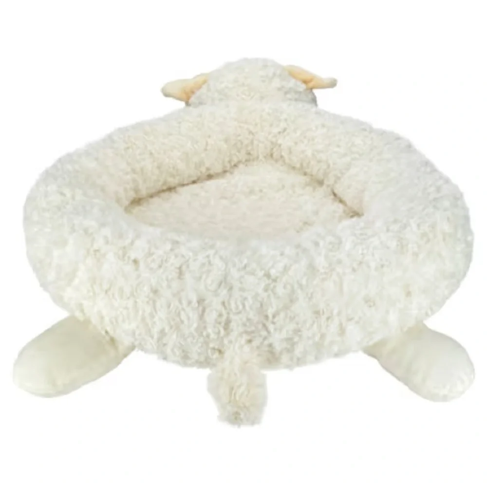 LMT: Plush Lamb (small) Pet Cozy Bed - Cream in Color